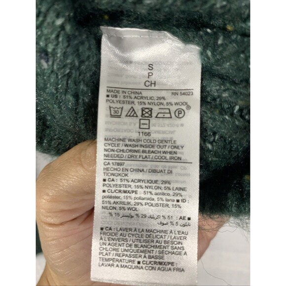 Old Navy Cropped Sweater Green Womens S NWT Cable Knit Crew Neck Oversized M - Picture 5 of 5